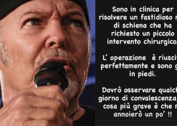 Vasco Rossi operato alla schiena, il rocker rassicura i fan: “Sono già in piedi ma mi annoio”