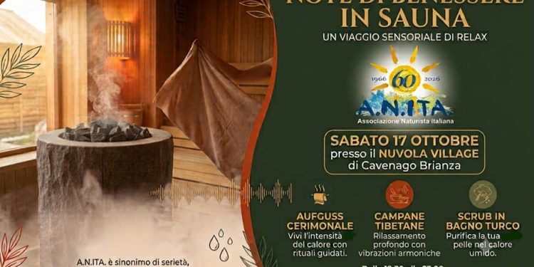 Serata Wellness naturista a Cavenago: per gli amanti della nudità appuntamento il 17 ottobre 2026