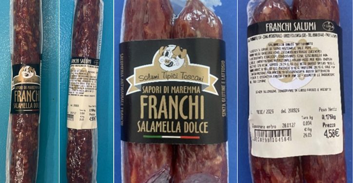 Richiamata salamella dolce per possibile presenza di un corpo estraneo