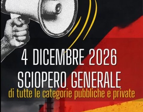 Sciopero generale 4 dicembre, l’Sgb, Cub e altri sindacati di base in piazza a Roma: delegazione partirà dalla Sardegna