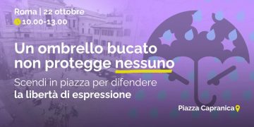Un ombrello bucato non protegge nessuno. A Roma la manifestazione per correggere la legge contro le querele bavaglio